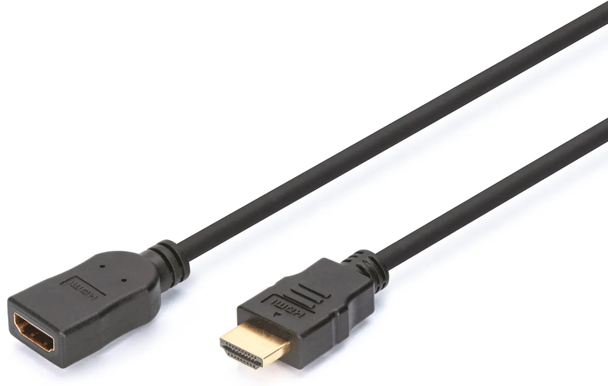 Кабель DIGITUS HDMI High speed + Ethernet (AM/AF) 2.0м, чорний