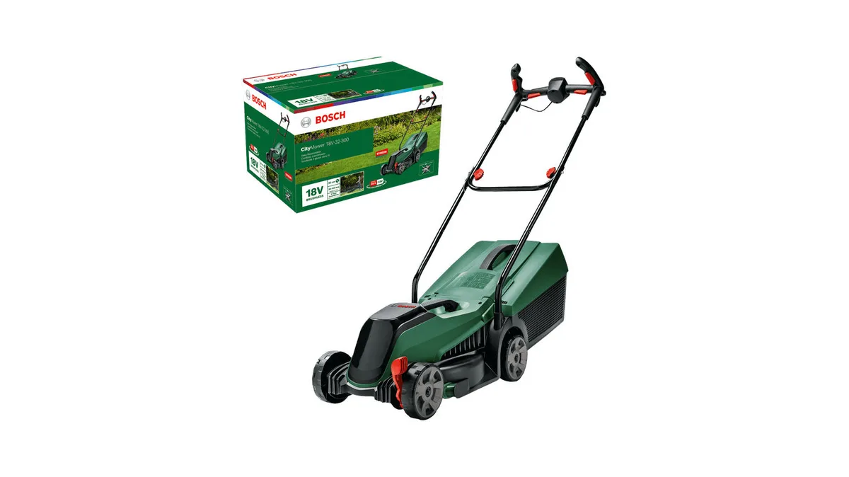 Акумуляторна газонокосарка Bosch CityMower 18V-32-300, 18В, 32 см, 31 л, висота трави 30-60 мм, вага 8.8 кг, без батареї та зарядн