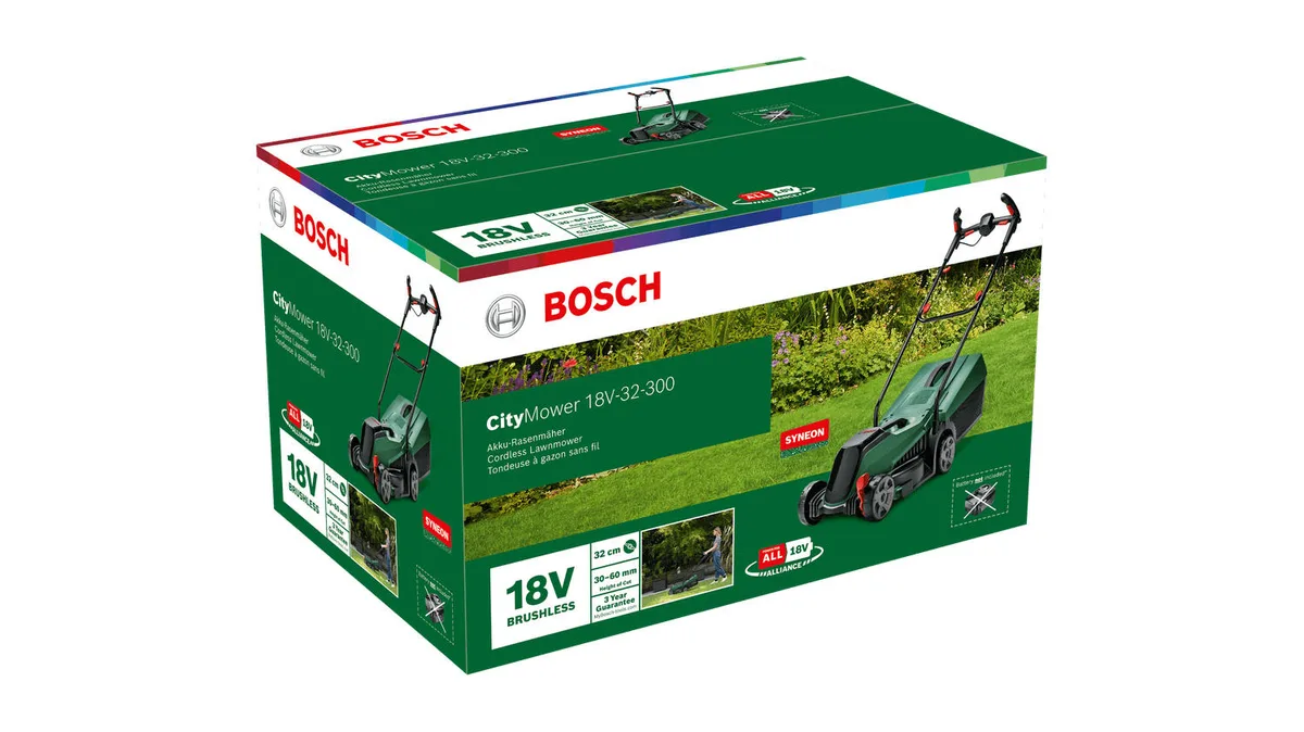 Акумуляторна газонокосарка Bosch CityMower 18V-32-300, 18В, 32 см, 31 л, висота трави 30-60 мм, вага 8.8 кг, без батареї та зарядн