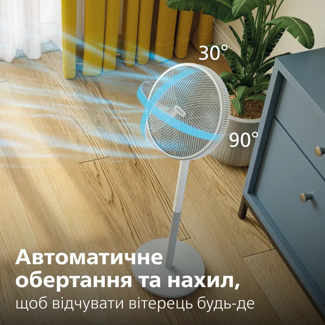 Вентилятор Philips підлоговий пластиковий 125х40 см білий 3 швидкості