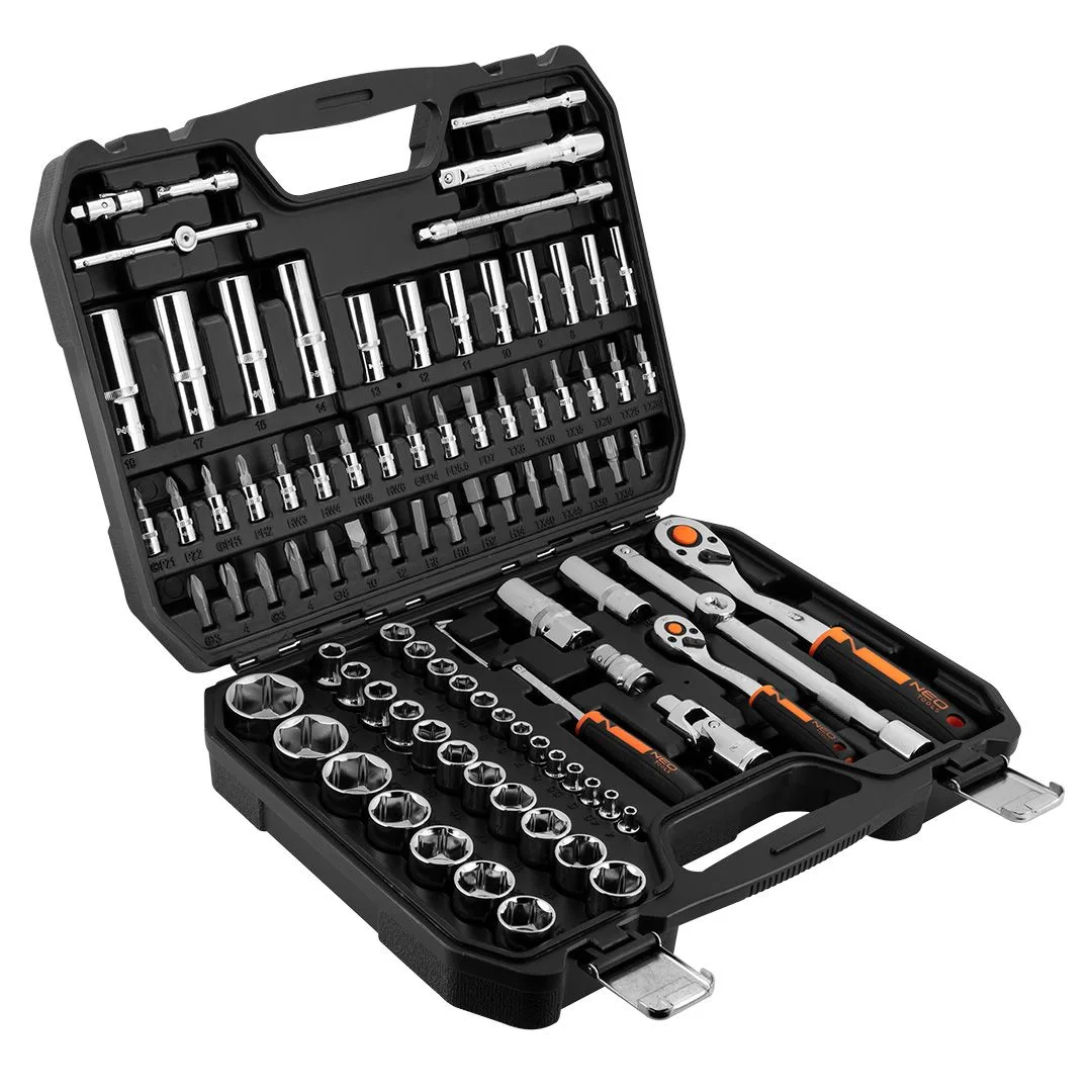 Набор инструментов Neo Tools, набор торцевых головок, 1/2", 1/4", CrV, кейс, 94шт