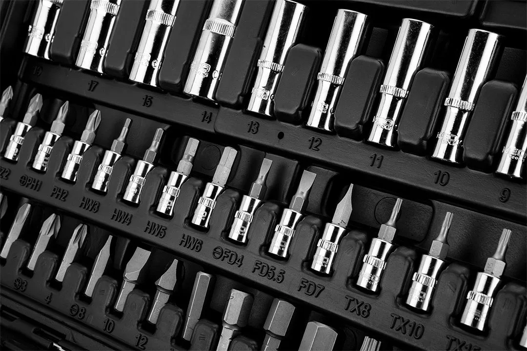 Набор инструментов Neo Tools, набор торцевых головок, 1/2", 1/4", CrV, кейс, 94шт