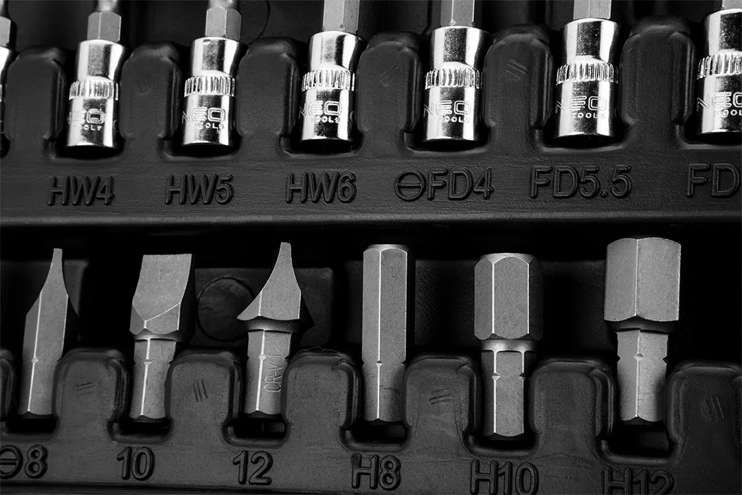 Набор инструментов Neo Tools, набор торцевых головок, 1/2", 1/4", CrV, кейс, 94шт