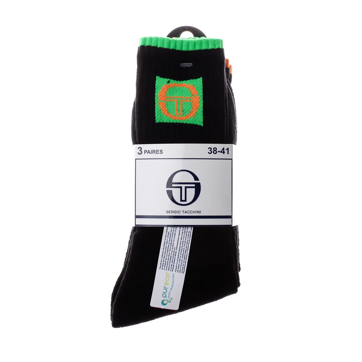 Шкарпетки Sergio Tacchini 67% бавовна 35-37 зелений жовтий помаранчевий 3-pack