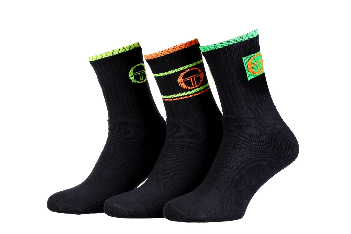 Шкарпетки Sergio Tacchini 67% бавовна 35-37 зелений жовтий помаранчевий 3-pack