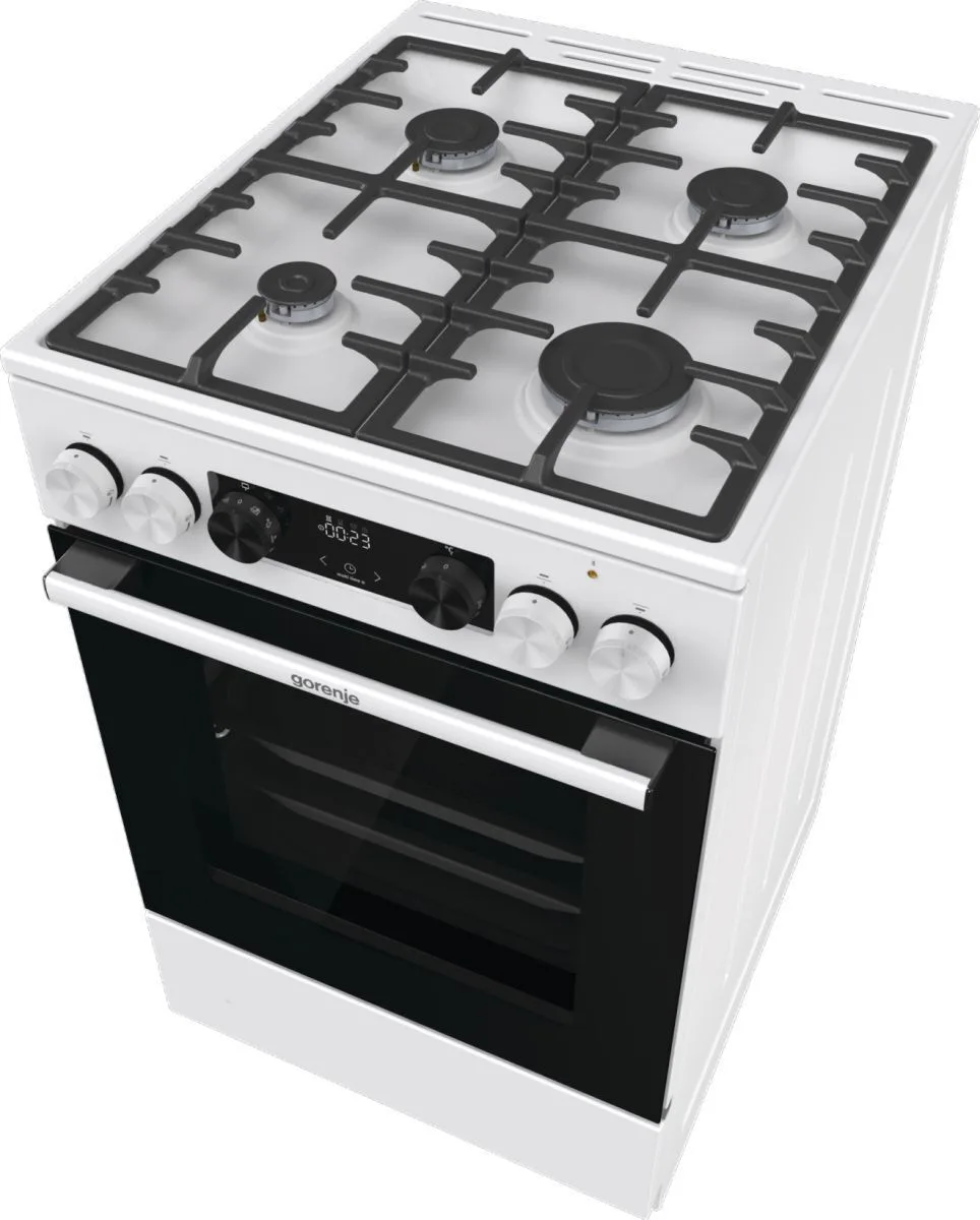 Комбінована плита Gorenje 70л газова варильна поверхня чавунна електрична духовка для кухні біла