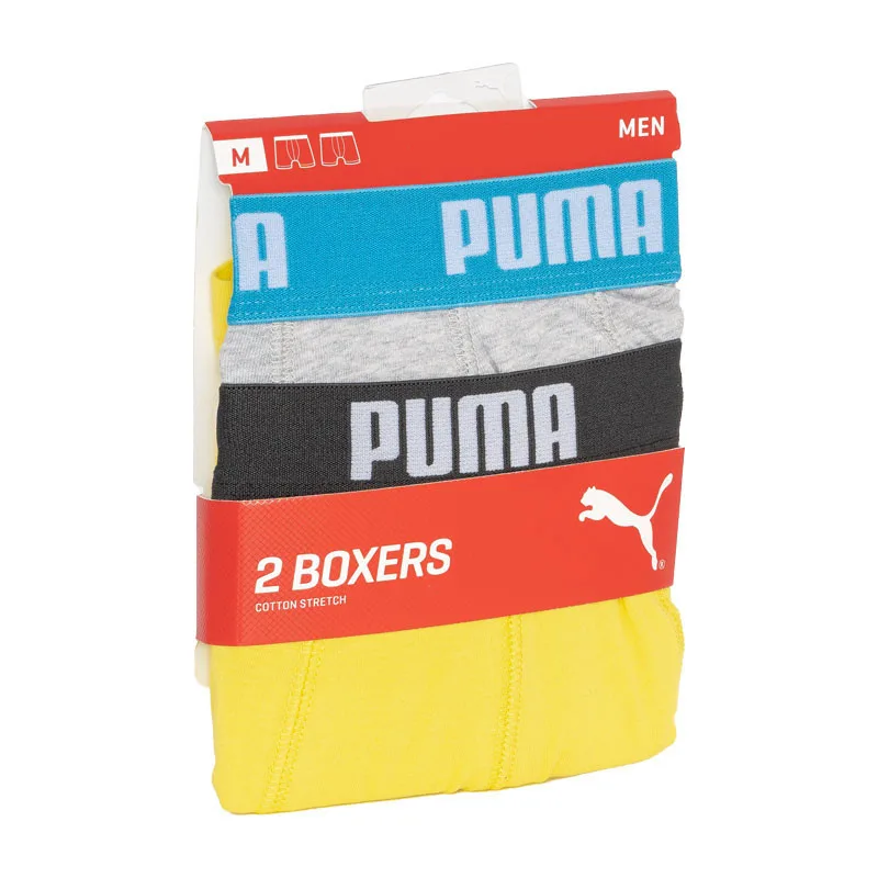 Труси-боксери Puma бавовна XL сірий жовтий 2 пари