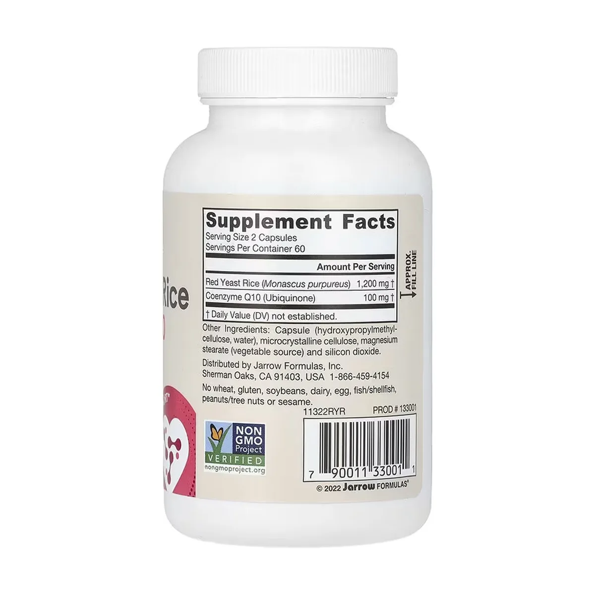 Красный ферментированный рис Jarrow Formulas 600 мг 120 капсул без глютена