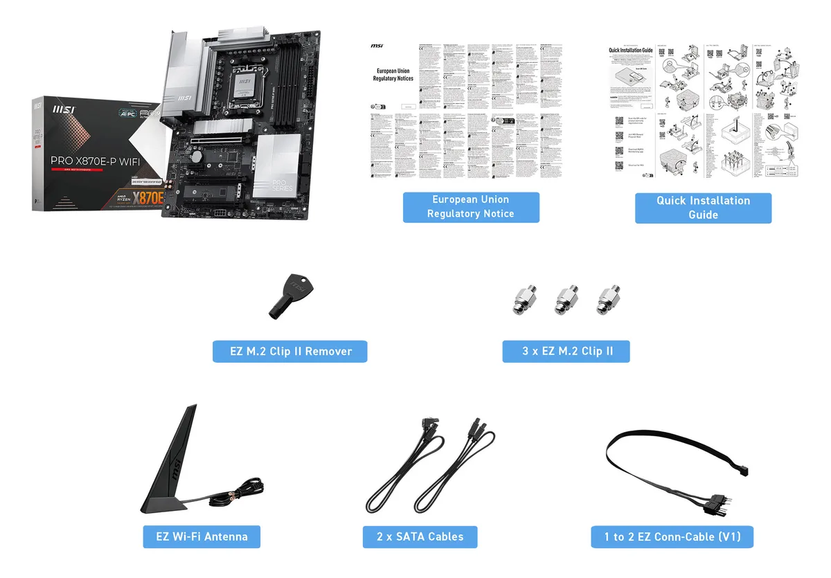 Материнcька плата MSI PRO X870E-P WIFI sAM5 X870E 4xDDR5 M.2 HDMI Wi-Fi BT ATX