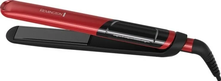 Випрямляч волосся Remington Silk, 300Вт, температурний діапазон 150-235°C, з дисплеєм та кейсом, керамічні пластини, чорний з черв