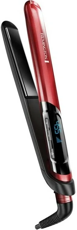 Випрямляч волосся Remington Silk, 300Вт, температурний діапазон 150-235°C, з дисплеєм та кейсом, керамічні пластини, чорний з черв