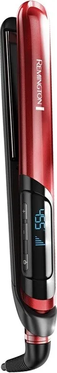 Випрямляч волосся Remington Silk, 300Вт, температурний діапазон 150-235°C, з дисплеєм та кейсом, керамічні пластини, чорний з черв