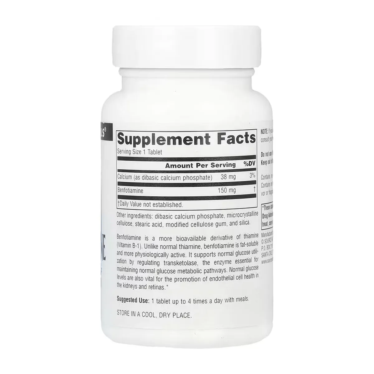 Бенфотіамін 150 мг Source Naturals 120 таблеток Жиророзчинний вітамін B-1