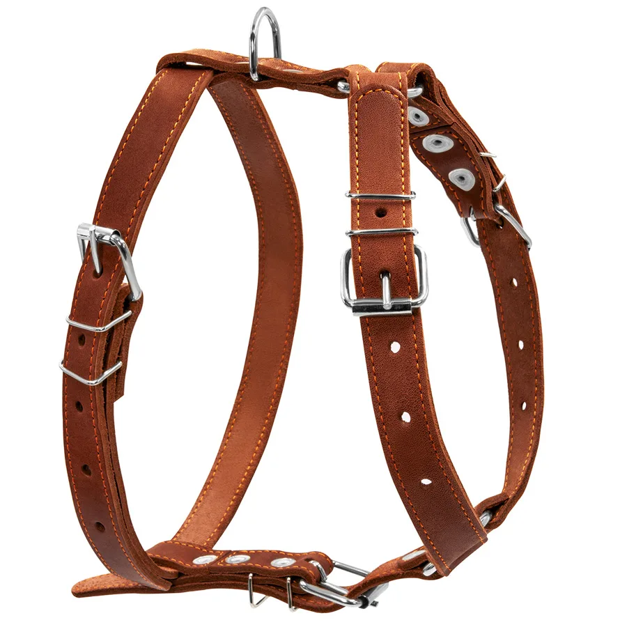 Шлея CoLLaR одинарна 25 мм шкіряна для середніх собак 49-68 см коричнева