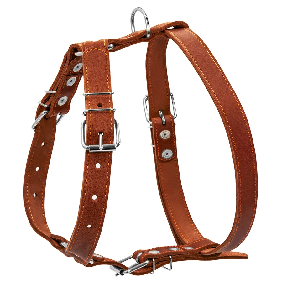 Шлея CoLLaR одинарна 25 мм шкіряна для середніх собак 49-68 см коричнева