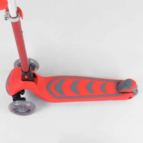 Трехколесный самокат Best Scooter КРАСНЫЙ с алюминиевым рулем для детей складной самокат со светящимися колесами