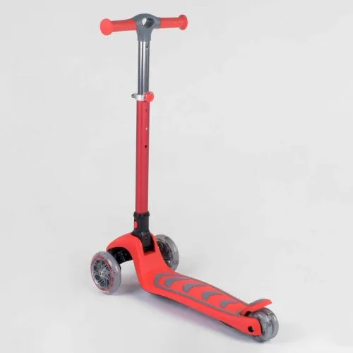 Трехколесный самокат Best Scooter КРАСНЫЙ с алюминиевым рулем для детей складной самокат со светящимися колесами