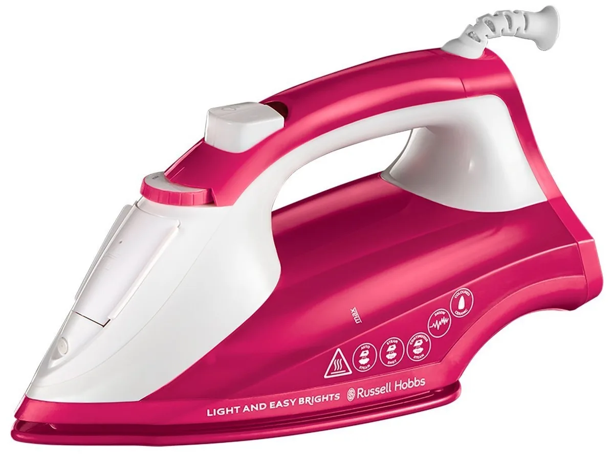 Праска Russell Hobbs Light  Easy Brights Berry, 2600 Вт, 240 мл, паровий удар - 115°C, постійна пара - 35 г/хв, зручне керування.