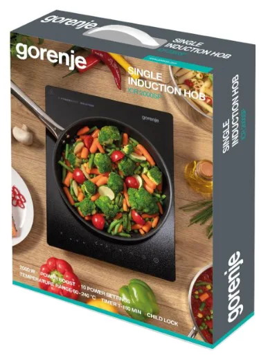 Индукционная плитка Gorenje 2000 Вт 1 конфорка стеклокерамика 28х36 см черная