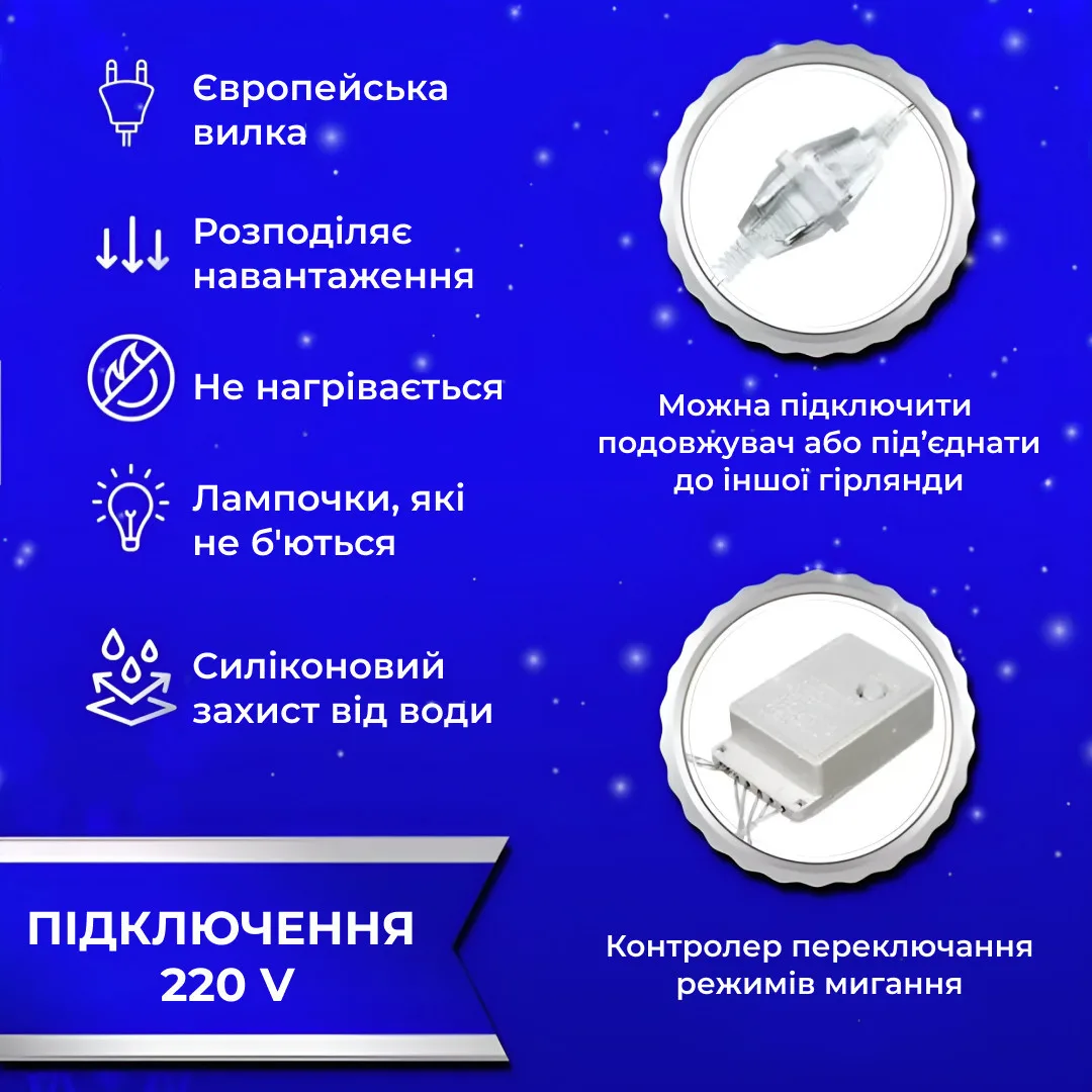 Гірлянда світлодіодна ПВХ 3х2 м Синя