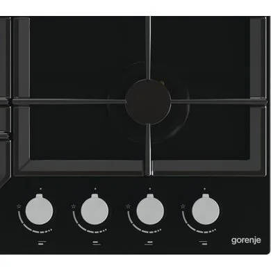 Варильна поверхня Gorenje газова на склі 60 см чорна для приготування їжі чавунна 4 конфорки