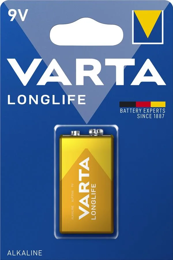 Батарейка Varta Longlife лужна 6LR61(6LF22, MN1604, MX1604 ,Крона) блістер, 1 шт