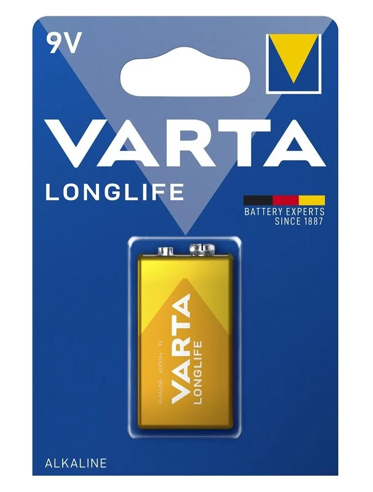 Батарейка Varta Longlife лужна 6LR61(6LF22, MN1604, MX1604 ,Крона) блістер, 1 шт