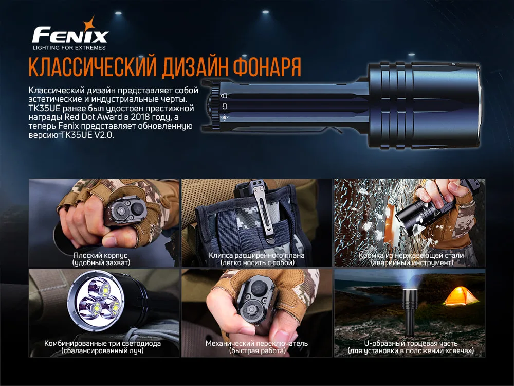 Ліхтар ручний Fenix алюміній 143х43 мм білий 5000 лм