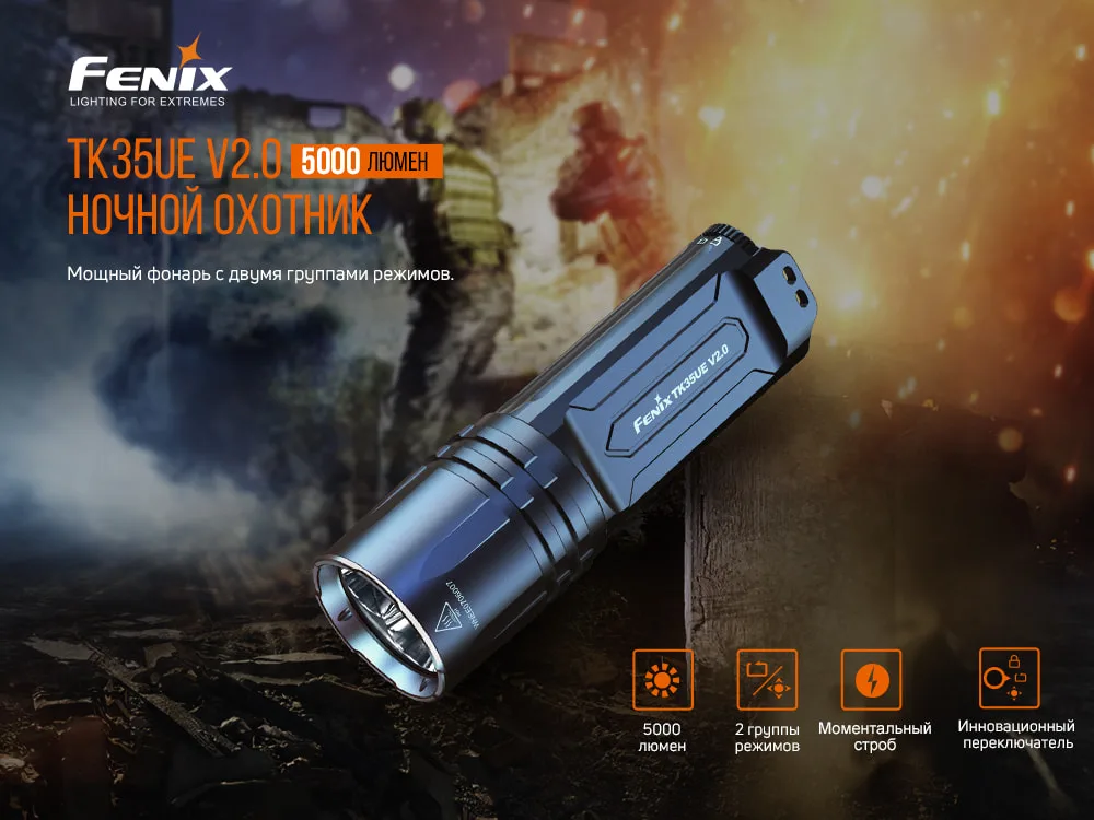 Ліхтар ручний Fenix алюміній 143х43 мм білий 5000 лм
