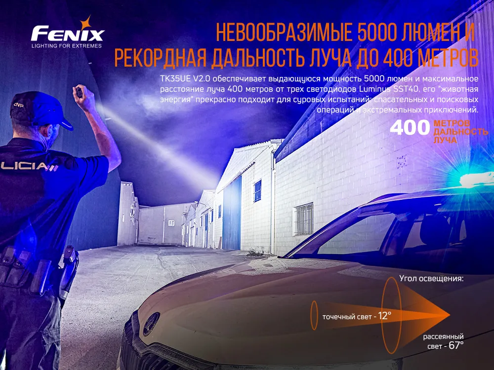 Ліхтар ручний Fenix алюміній 143х43 мм білий 5000 лм