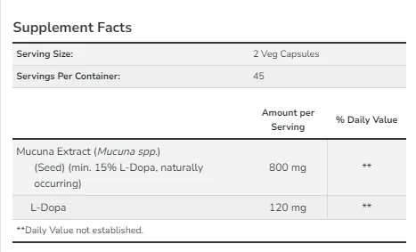 Dopa Mucuna Now Foods вегетарианские капсулы 90 шт поддержка нервной системы