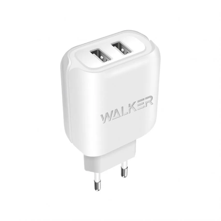 Мережевий зарядний пристрій WALKER 2USB 2,1A 1м Білий