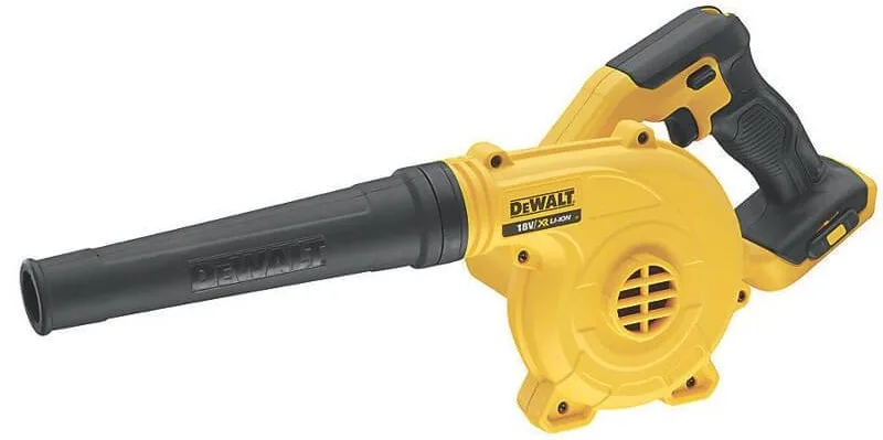 Акумуляторний садовий повітродув DeWalt 18В, швидкість 290 км/год, вага 1.3 кг, без батареї та зарядного пристрою.