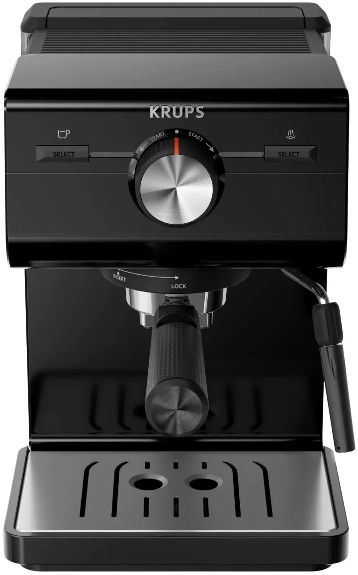 Кавоварка Krups ріжкового типу Authentic C50, 2 л, для меленої кави, з ручним капучинатором, тиском 15 бар, чорного кольору.