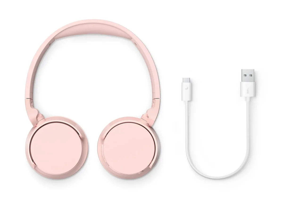 Наушники On-ear Philips TAH4209 BT 5.3, беспроводные, с микрофоном, розовые.