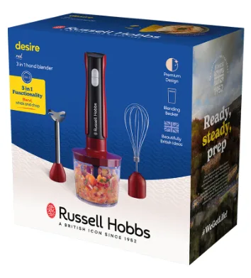 Занурювальний блендер Russell Hobbs 500 Вт нержавіюча сталь 5х41 см червоний