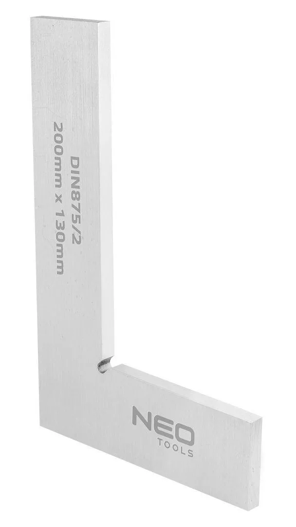Прецизійний кутник Neo Tools, 20x13 см, 90°, DIN875/2, з вуглецевої сталі.