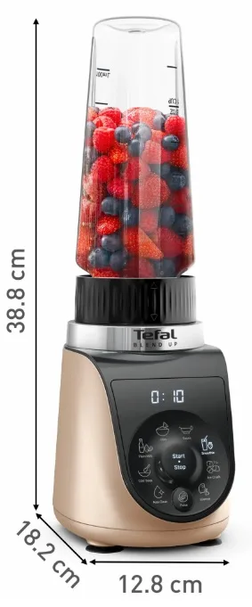 Стаціонарний блендер Tefal нержавіюча сталь 12,8х18,2х38,5 см чорний пісочний
