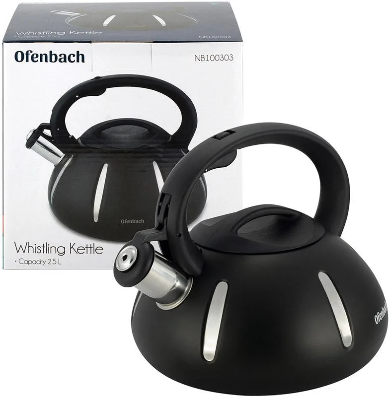 Чайник Ofenbach Happy Kettle 2л из нержавеющей стали черный матовый со свистком