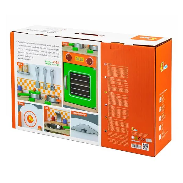 Детская кухня Viga Toys дерево 60х38х13 см разноцветная