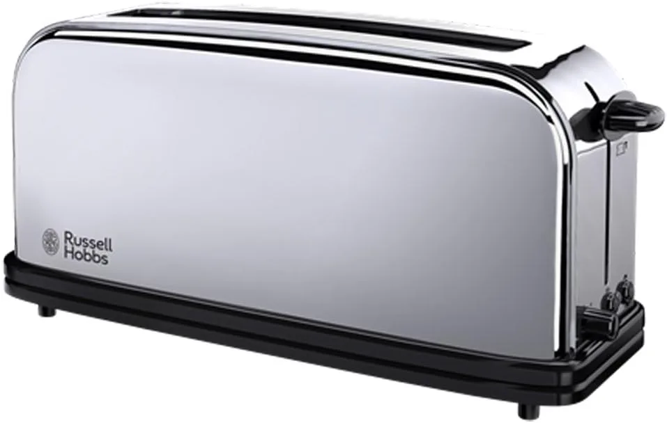Тостер Russell Hobbs Chester 1000Вт, з подовженими слотами, металевий, сріблястого кольору.