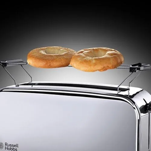 Тостер Russell Hobbs Chester 1000Вт, з подовженими слотами, металевий, сріблястого кольору.
