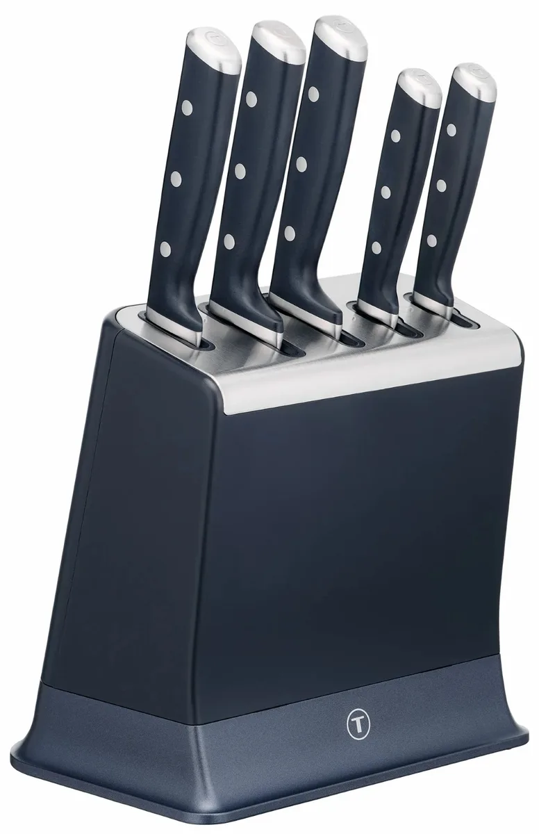 Набір кухонних ножів Tefal Ever Sharp Pro, 6 одиниць, з нержавіючої сталі, бакелітовою ручкою, чорного кольору.