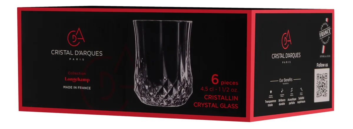 Набір стопок Cristal d'Arques Paris Longchamp кришталеве скло 45 мл 6 шт