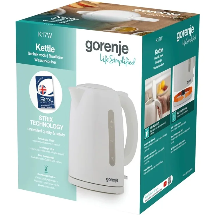 Электрочайник Gorenje пластиковый 1,7 л 2200 Вт белый