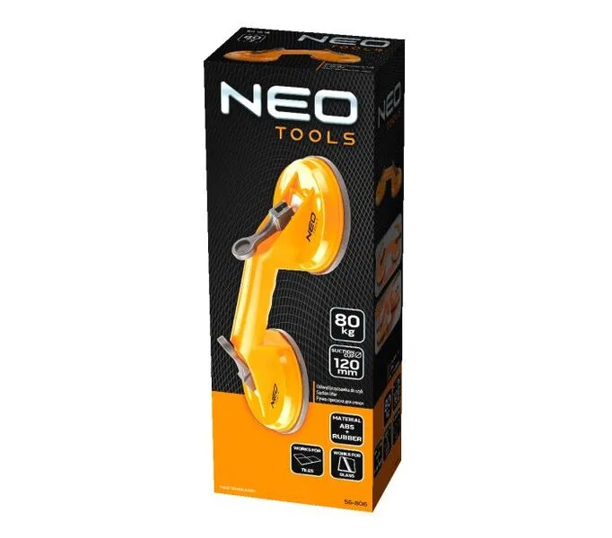 Вакуумна присоска Neo Tools, подвійна, пластиковий корпус, діаметр 120 мм, вантажопідйомність 80 кг.