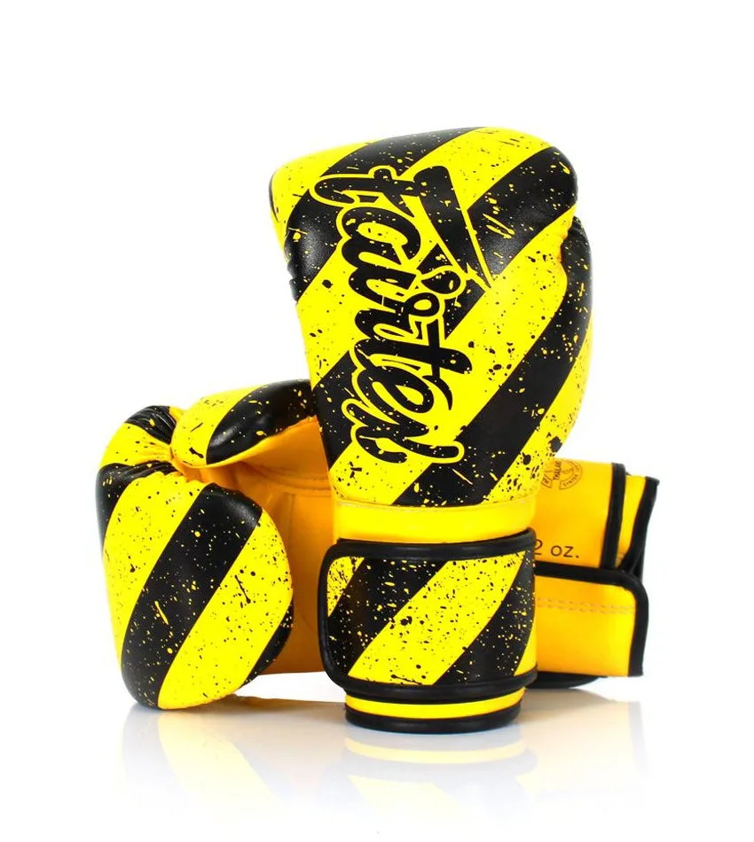 Боксерські рукавиці Fairtex штучна шкіра 10 унцій жовті чорні