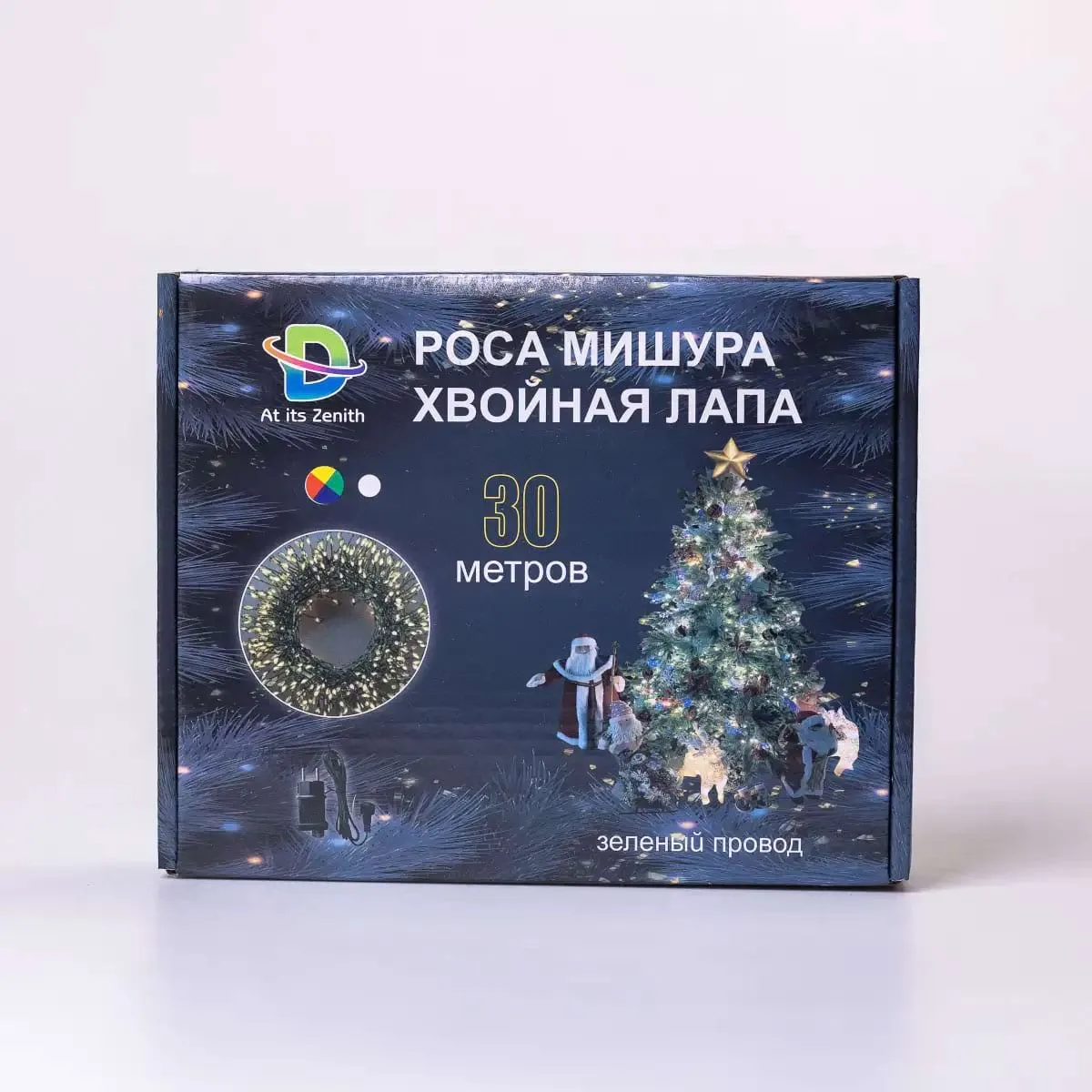 Гірлянда нитка світлодіодна 30 м 640 led різнокольорова зелений дріт