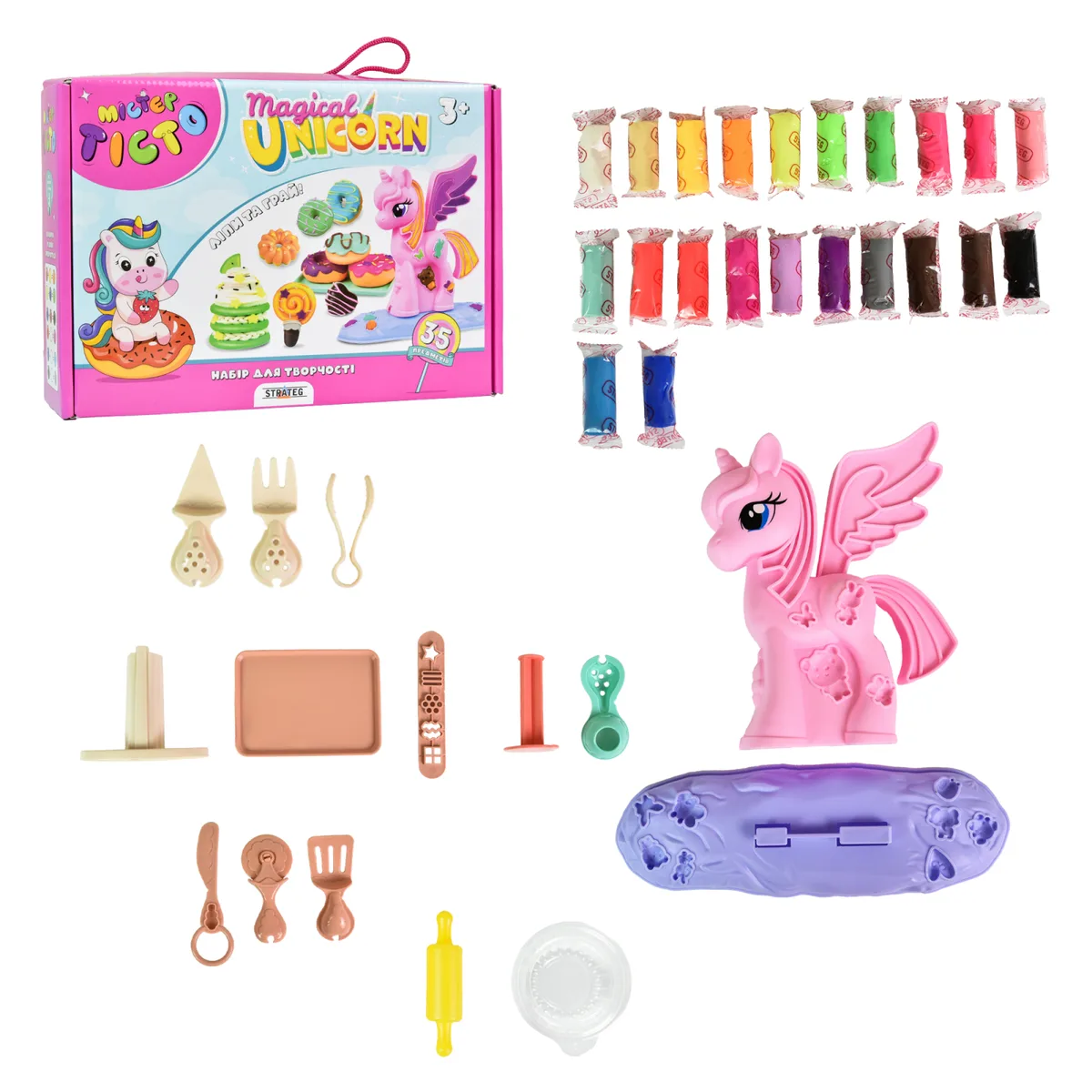 Набір для творчості ліплення Містер тісто Magical Unicorn 22 шт. маса для ліплення картонна упаковка