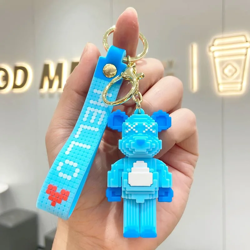 Брелок KAWS BFF Ведмедик 4,5х3,2х1,5 см ПВХ Блакитний